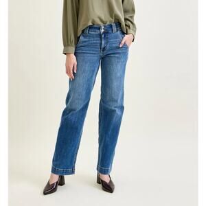 Judy Blue Penny Medium Wash Wide Leg High-Rise Trouser Jeans 26 preppy boho 70’s